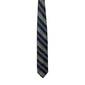 Joe Joseph Abboud Mens Silk Neck Tie Black Blue Striped Horizontal Made USA